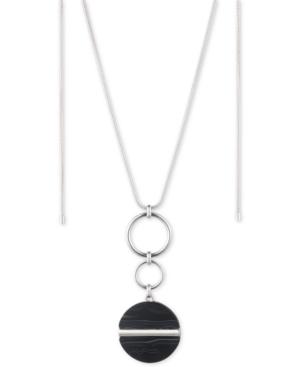 Nine West Silver-tone Colored Disc Slider Pendant Necklace