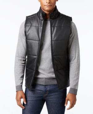 Calvin Klein Men's Faux-leather Quilted Vest