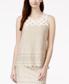 Karen Kane Faux-suede Lace Scallop-hem Top