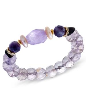 Paul & Pitu Naturally 14k Gold-plated Semi-precious Stone Stretch Bracelet