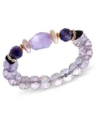 Paul & Pitu Naturally 14k Gold-plated Semi-precious Stone Stretch Bracelet