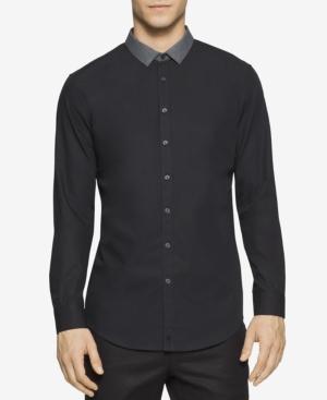 Calvin Klein Men's Contrast-collar Long-sleeve Shirt