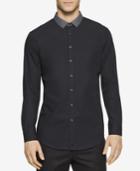 Calvin Klein Men's Contrast-collar Long-sleeve Shirt