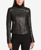Dkny Asymmetrical Leather Jacket, Created For Macy's