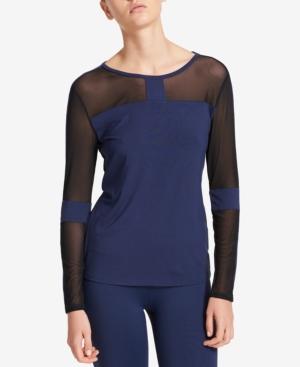 Dkny Mesh Illusion-sleeve Top