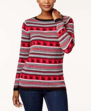 Karen Scott Cotton Terrier-print Sweater, Created For Macy's