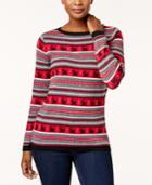 Karen Scott Cotton Terrier-print Sweater, Created For Macy's