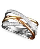 Trio By Effy Diamond Crossover Ring (3/8 Ct. T.w.) In 14k White Gold And Rose Gold