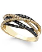 Caviar By Effy Black And White Diamond Crossover Ring In 14k Gold (1 Ct. T.w.)