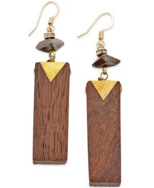 C.a.k.e. By Ali Khan Gold-tone Wooden Drop Earrings