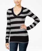 Energie Juniors' Molly Striped V-neck Textured Sweater