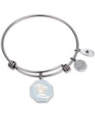 Unwritten Life's A Beach, Enjoy The Waves Charm Adjustable Bangle Bracelet In Stainless Steel