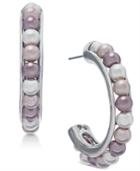 Charter Club Silver-tone Imitation Pearl Open Hoop Earrings, Created For Macy's