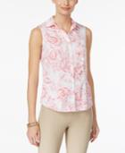 Charter Club Petite Printed Pleated Blouse, Only At Macy's