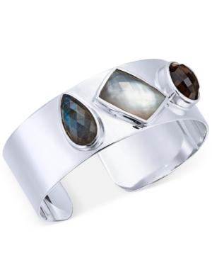 Paul & Pitu Naturally Silver-tone Semi-precious Stone Cuff Bracelet