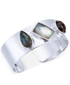Paul & Pitu Naturally Silver-tone Semi-precious Stone Cuff Bracelet