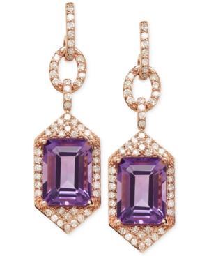 Amethyst (2-3/4 Ct. T.w.) And Diamond (1/3 Ct. T.w.) Drop Earrings In 14k Rose Gold