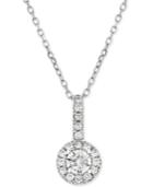 Diamond Halo Adjustable Pendant Necklace (1/3 Ct. T.w.) In 14k White Gold