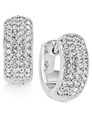 Danori Silver-tone Pave 1/2 Hoop Earrings, Created For Macy's