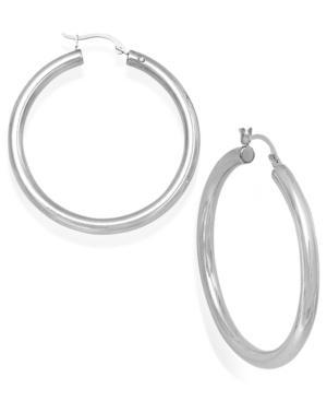 Signature Gold Diamond Accent Hoop Earrings In 14k White Gold With Nano Diamond Resin Core