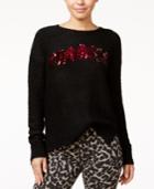 Oh! Mg Juniors' Yaasss Sequined Graphic Sweater