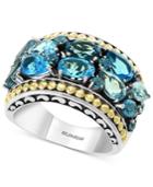 Effy Blue Topaz Statement Ring (3-3/4 Ct. T.w.) In Sterling Silver & 18k Gold