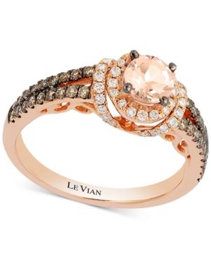 Le Vian Chocolatier Peach Morganite (1/3 Ct. T.w.) & Diamond (1/2 Ct. T.w.) Ring In 14k Rose Gold