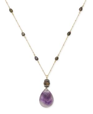Paul & Pitu Naturally Gold-tone Stone Pendant Necklace