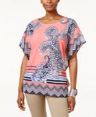 Jm Collection Printed Flutter-sleeve Tunic, Only At Macy's