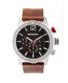 Breed Quartz Ranger Silver And Black Leather Watches 45mm