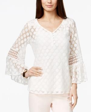 Alfani Crochet-trim Mesh Peasant Top, Only At Macy's
