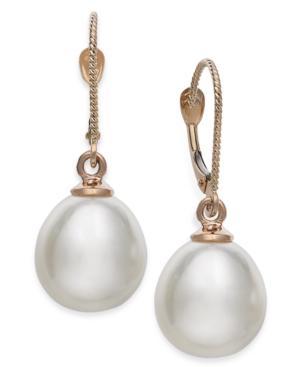 Cultured Freshwater Pearl Leverback Earrings In 14k Rose Gold (11mm)