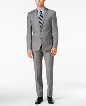 Vince Camuto Men's Slim-fit Medium Gray Flannel Suit