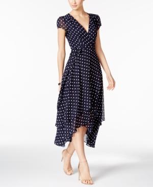 Betsey Johnson Polka Dot Faux-wrap Midi Dress