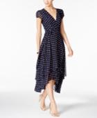 Betsey Johnson Polka Dot Faux-wrap Midi Dress