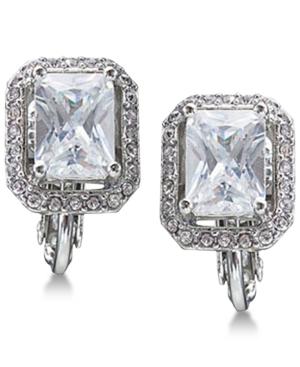 Carolee Silver-tone Crystal Clip-on Stud Earrings