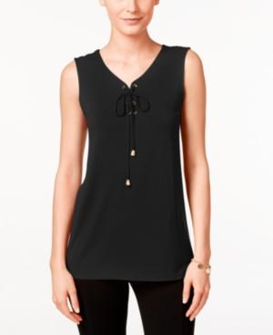 Vince Camuto Printed Lace-up Blouse