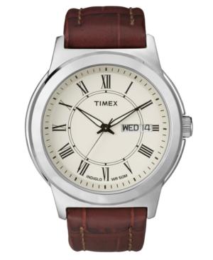 Timex Watch, Men's Brown Croc-embossed Leather Strap T2e581um