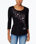 Karen Scott Petite Heart Graphic Top, Only At Macy's