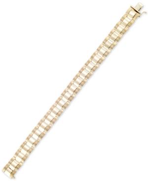 Men's Satin Finish Link Bracelet In 10k Gold