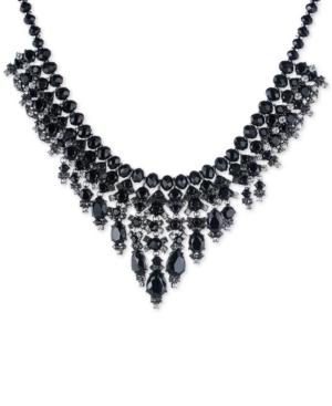 Carolee Hematite-tone Black Stone Beaded Statement Necklace