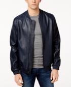 Calvin Klein Men's Slim-fit Perforated Leather Baseball Jacket