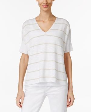 Eileen Fisher Organic Linen-cotton Striped Sweater, Regular & Petite