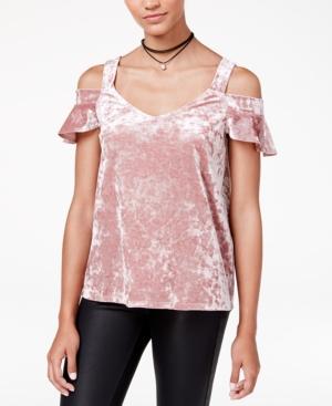 Bcx Juniors' Velvet Cold-shoulder Top