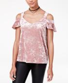 Bcx Juniors' Velvet Cold-shoulder Top