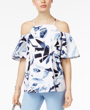 Alfani Prima Ruffle-sleeve Cold-shoulder Top, Only At Macy's