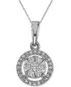 Diamond Halo Pendant Necklace (1/4 Ct. T.w.) In 10k White Gold, 16 + 2 Extender