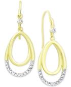 Diamond Accent Double Loop Hoop Earrings In 18k Gold-plated Sterling Silver