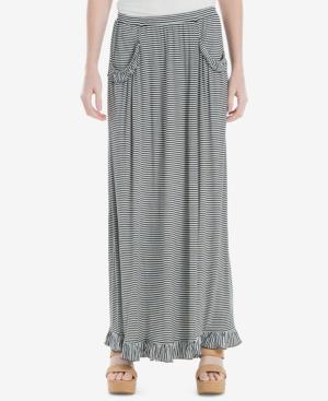 Max Studio London Ruffle-trim Striped Skirt