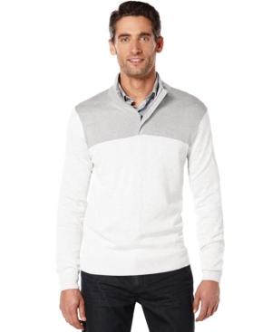 Perry Ellis Colorblocked Quarter-zip Sweater